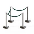 Montour Line Stanchion Post and Rope Kit Sat.Steel, 4 Flat Top 3 Green Rope C-Kit-4-SS-FL-3-PVR-GN-PS